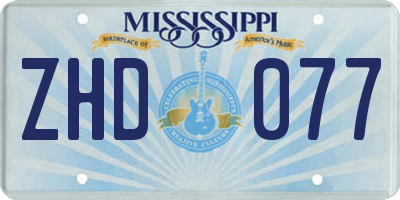 MS license plate ZHD077