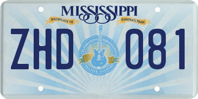 MS license plate ZHD081