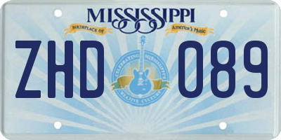 MS license plate ZHD089