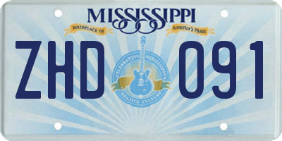 MS license plate ZHD091