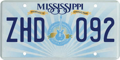 MS license plate ZHD092