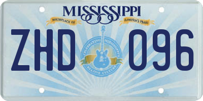 MS license plate ZHD096
