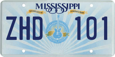 MS license plate ZHD101