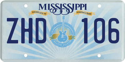 MS license plate ZHD106