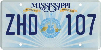 MS license plate ZHD107