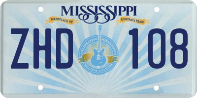 MS license plate ZHD108