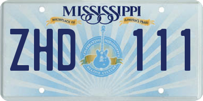 MS license plate ZHD111