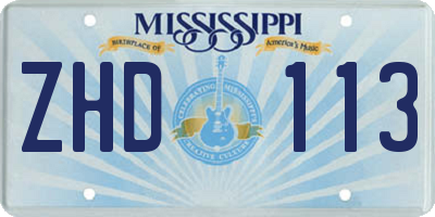 MS license plate ZHD113