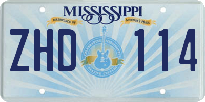 MS license plate ZHD114