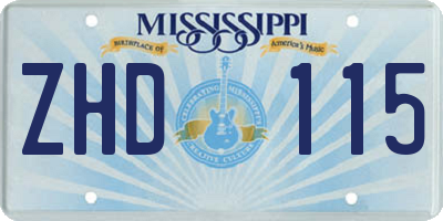 MS license plate ZHD115