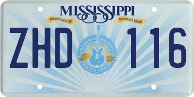 MS license plate ZHD116