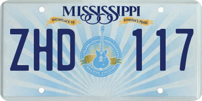 MS license plate ZHD117