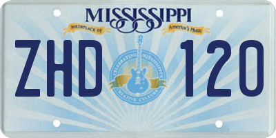 MS license plate ZHD120