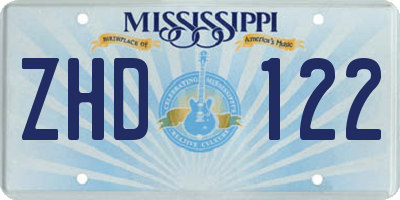 MS license plate ZHD122
