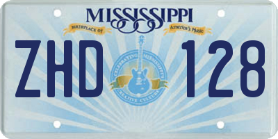 MS license plate ZHD128