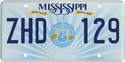 MS license plate ZHD129