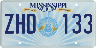 MS license plate ZHD133