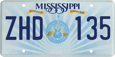 MS license plate ZHD135