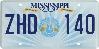 MS license plate ZHD140