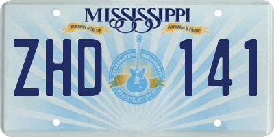 MS license plate ZHD141