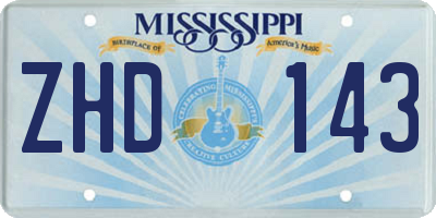 MS license plate ZHD143