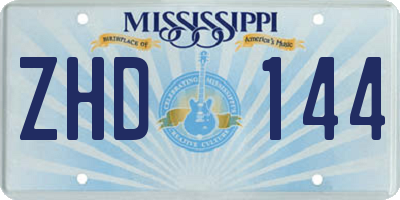 MS license plate ZHD144