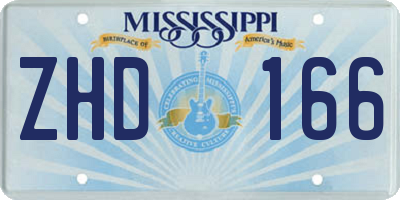 MS license plate ZHD166