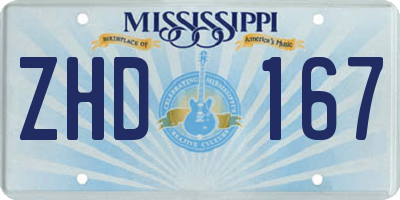 MS license plate ZHD167