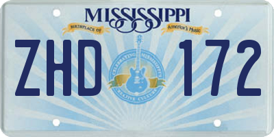 MS license plate ZHD172