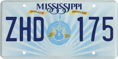 MS license plate ZHD175