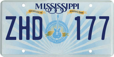 MS license plate ZHD177