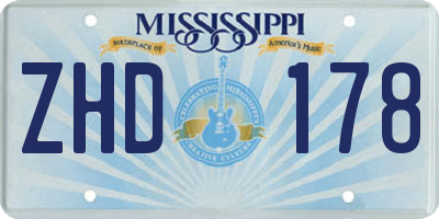 MS license plate ZHD178