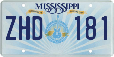 MS license plate ZHD181