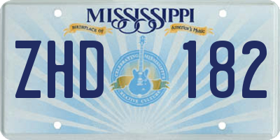 MS license plate ZHD182