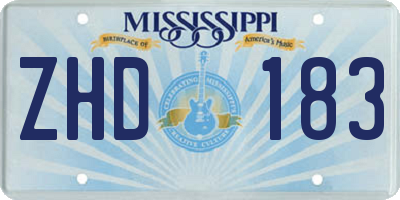 MS license plate ZHD183