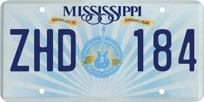 MS license plate ZHD184