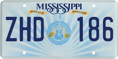 MS license plate ZHD186