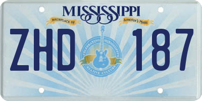 MS license plate ZHD187