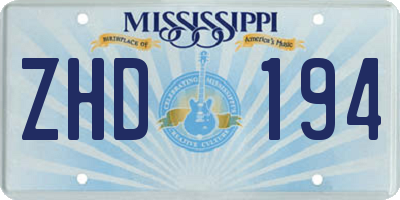 MS license plate ZHD194