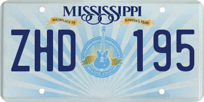 MS license plate ZHD195