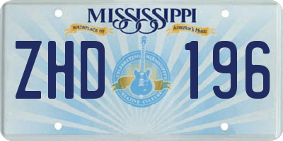 MS license plate ZHD196