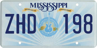 MS license plate ZHD198