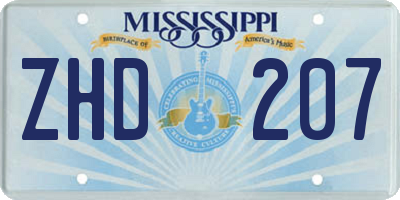 MS license plate ZHD207