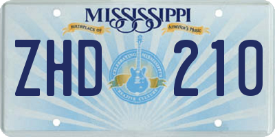 MS license plate ZHD210