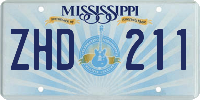 MS license plate ZHD211