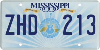 MS license plate ZHD213