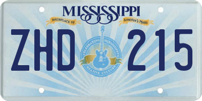 MS license plate ZHD215