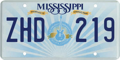 MS license plate ZHD219
