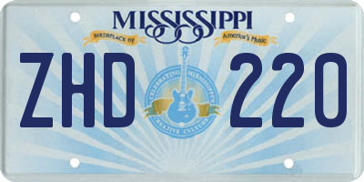 MS license plate ZHD220