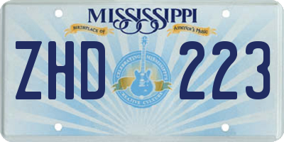 MS license plate ZHD223